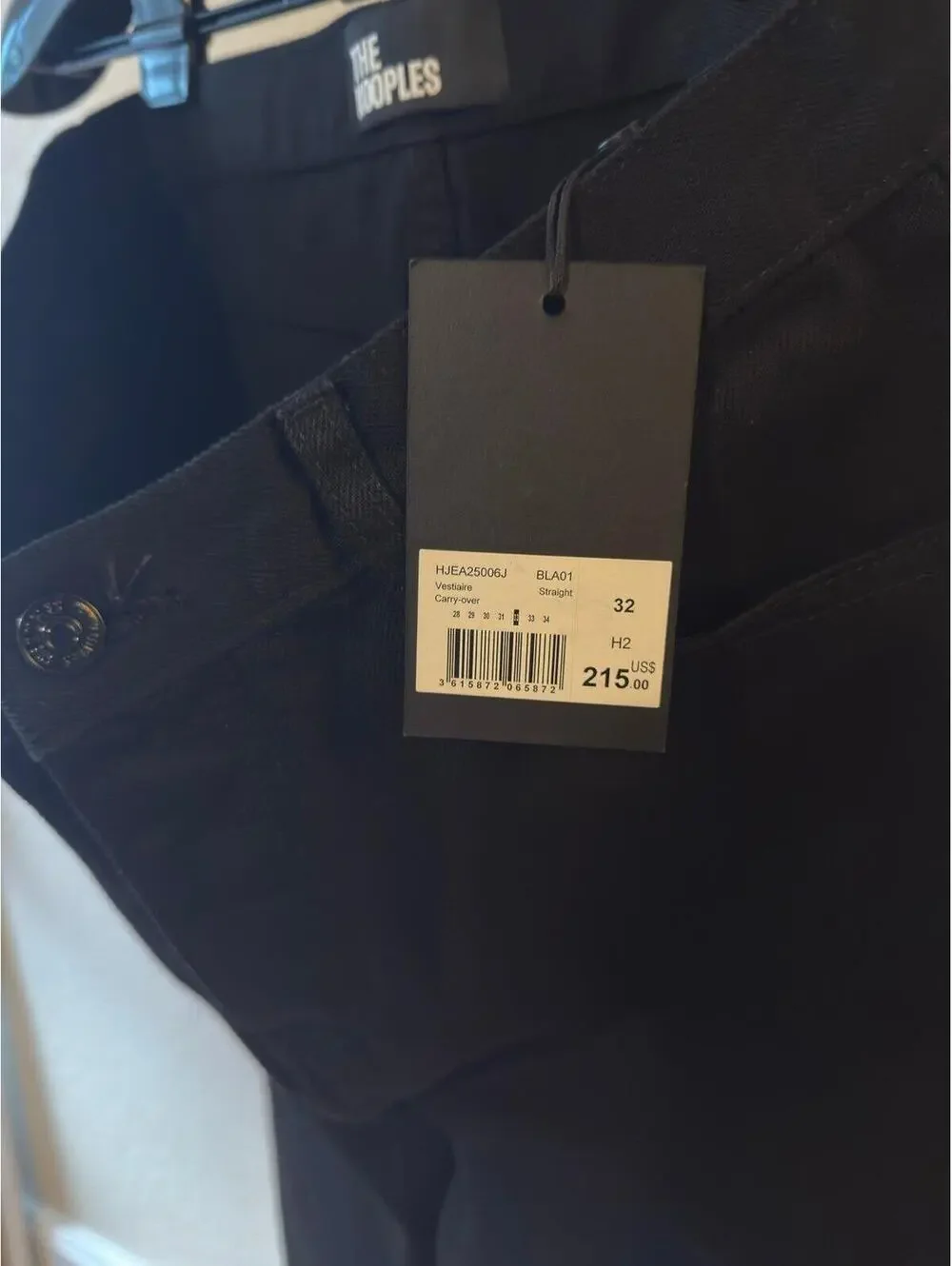 The Kooples Black Straight Jeans 32x32 NWT Vestiaire Designer Denim Slim Classic